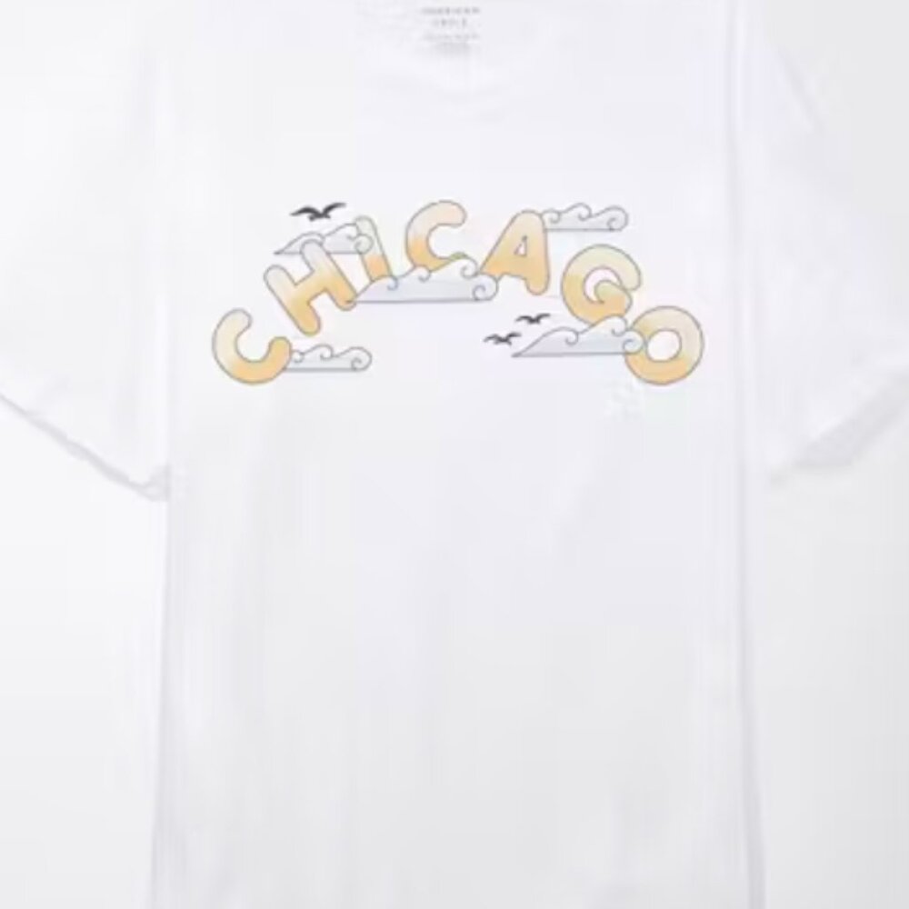 American Eagle Graphic True Tee – White Chicago (Women’s Small)